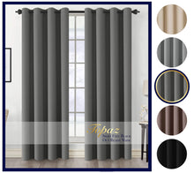 Load image into Gallery viewer, Thick Thermal Blackout Ready Made Eyelet Ring Top Pair Curtains Panel + Tie Back