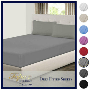 Extra Deep 30cm Fitted Sheet 100% Poly Cotton Single Double King Size Bed Sheets