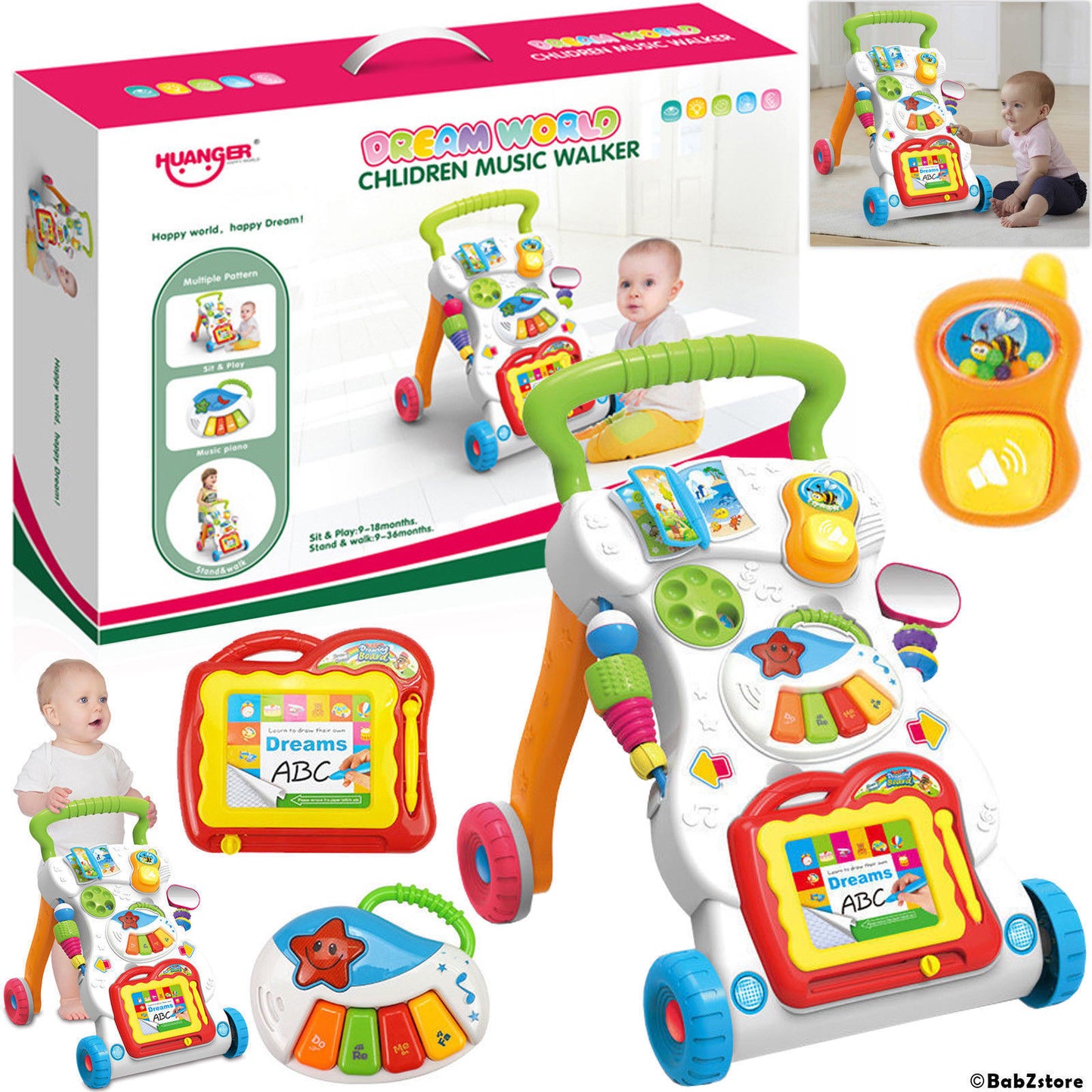2 In 1 First Steps Baby Walker Sounds and Lights Fun Push Along Walker