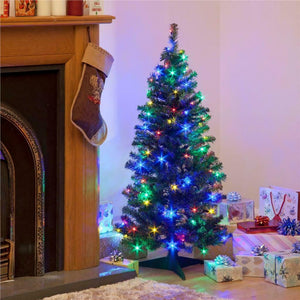 Fibre Optic Christmas LED Tree White Xmas Tree with Multicoloured Lights UK PLUG