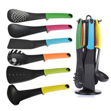 Load image into Gallery viewer, Multicolour Nylon Kitchen Utensils With Rotating Stand 6Pcs Multi Colour Kit
