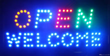 Load image into Gallery viewer, Large Bright Flashing LED OPEN WELCOME Shop Sign Neon Hang Display Window Light