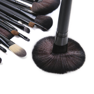 24 PCS Black Professional Kabuki Brushes Wood Makeup Brush Set +case